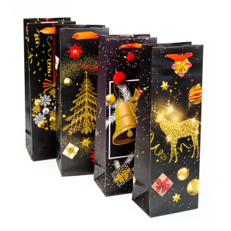 New Year's paper package under a bottle of 12 x 36 x 9 cm