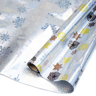 Metallized film 70cm x 10m "Snowflakes" on silver