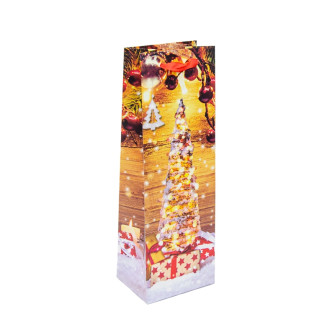 New Year's paper package under a bottle of 12 x 36 x 9 cm