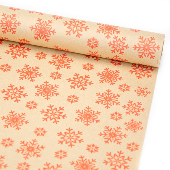 Kraft paper New Year's 70 cm x 8 m "Red snowflakes"
