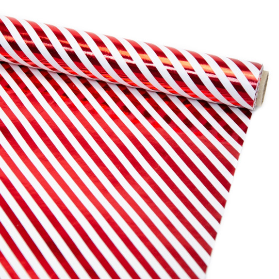 Kraft paper New Year's 70 cm x 8 m "Metallized red stripes"