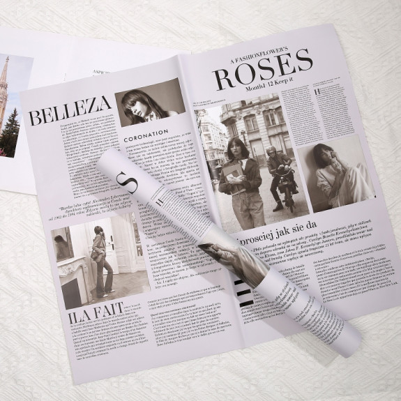 Matte film in sheets "Newspaper Roses" Lilac