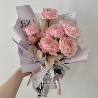 Matte film in sheets "Newspaper Roses" Lilac