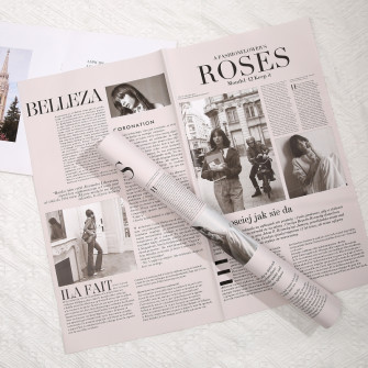 Matte film in sheets "Newspaper Roses" Lt. Pink