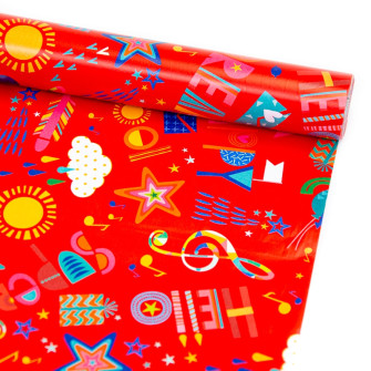 Coated paper 70cm x 7m "Happy birthday music"