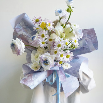 Kraft paper in sheets "Watercolor flowers" 031 Lilac
