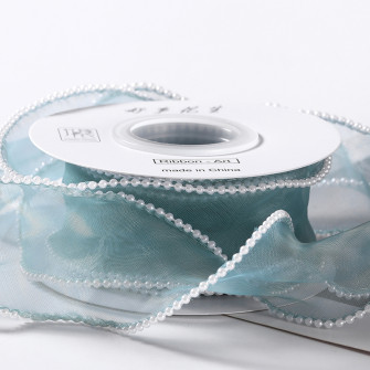 Organza ribbon with pearls 40mm x 5yards 095 Green