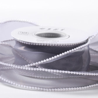 Organza ribbon with pearls 40mm x 5yards 122 Gray