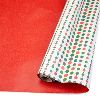 Kraft paper double-sided 70 cm x 8 yards "Red-green circles"