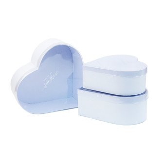 Set of boxes with clear top Heart of 3 White M