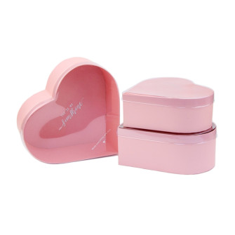 Set of boxes with a transparent top Heart of 3 Pink M