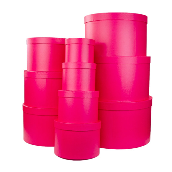 A set of round boxes of 10 pcs Fuchsia