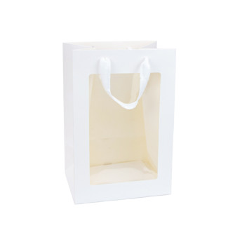 Paper bag for flowers with a transparent window White M