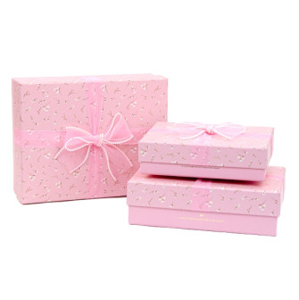 Set of 3 gift boxes Pink with a bow