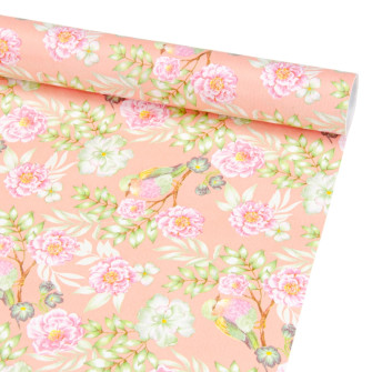 Chalked paper 70cm x 400cm "Flowers on salmon"