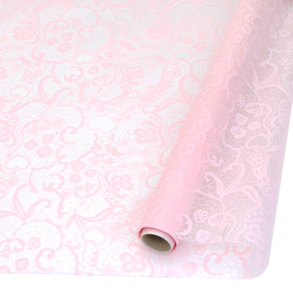 Плівка матова в рулоні 60см х 9ярд Мереживо 02 Lt Pink