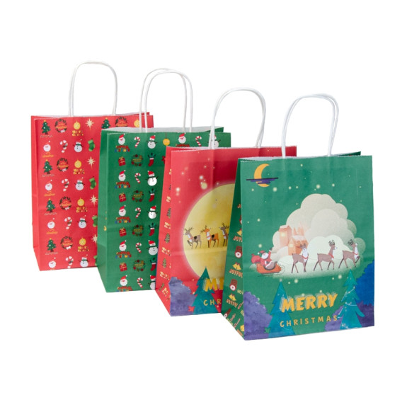Пакет паперовий 16 х 22 х 8см "Merry Christmas на червоно-зеленому"