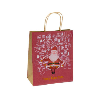 Paper package 16 x 22 x 8 cm "Santa on red and green"