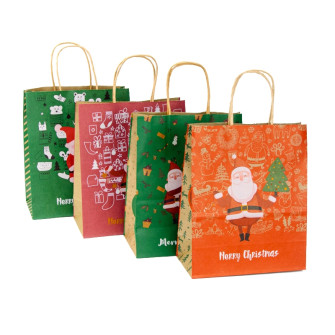 Paper package 22 x 27 x 11 cm "Santa on red and green"