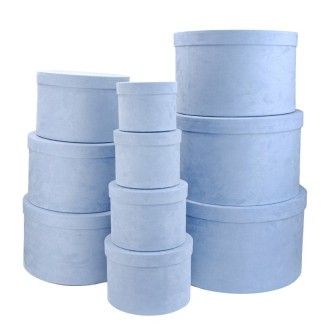 A set of round velvet boxes of 10 pcs Gray-blue