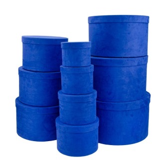 A set of round velvet boxes of 10 pcs blue