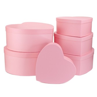 Set of boxes "Heart" of 6 pcs Pink