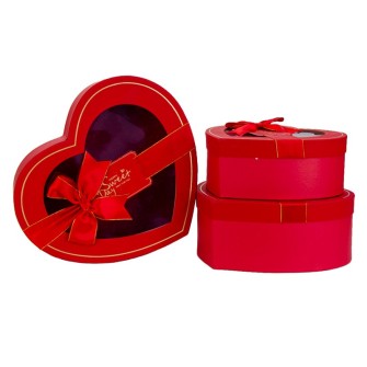 Set of 3 gift boxes "Red Heart" with a transparent window