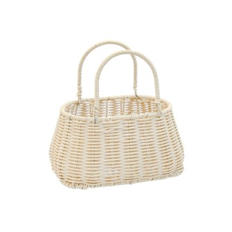The rectangular basket is natural