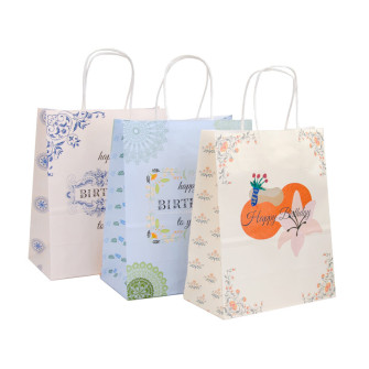 Paper package 22 x 27 x 11 cm "Happy Birthday Floral"