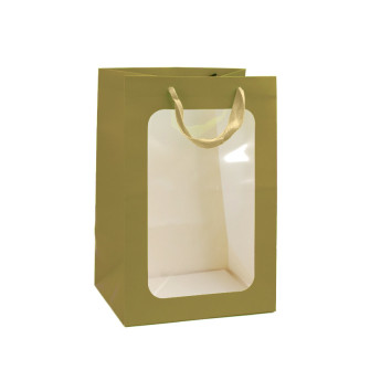 Paper bag for flowers with a transparent window Kraftova M
