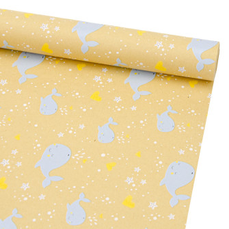 Kraft paper 70cm x 7m "Whales"