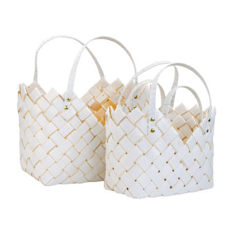 Set of 3 white baskets-handbags
