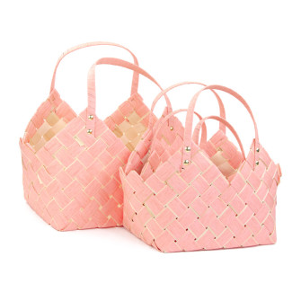 A set of baskets-handbags pink with 3 pcs.