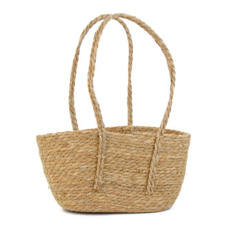 The basket is oval, natural