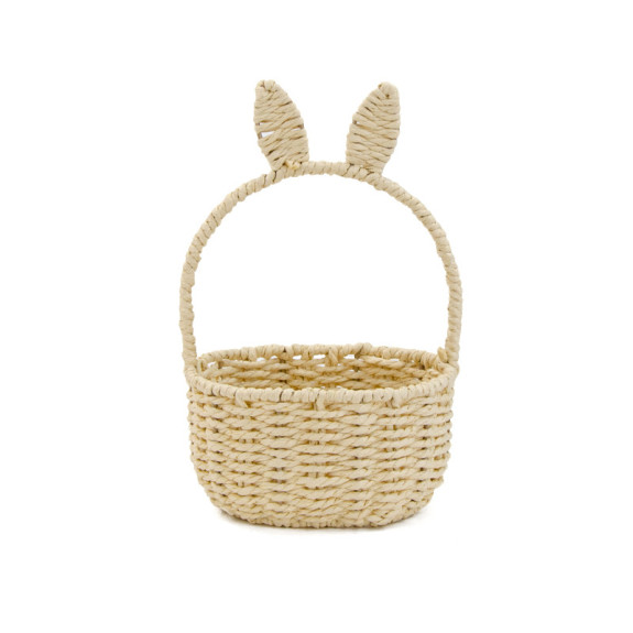 The basket is round with ears