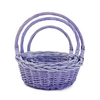 A set of round baskets made of lilac vines with 3 pcs