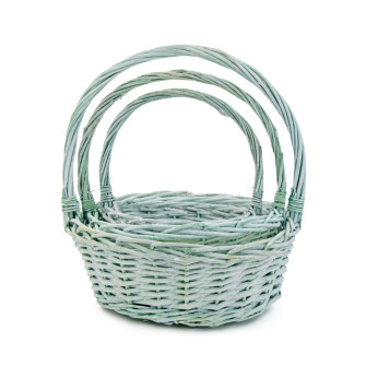 A set of round green vine baskets of 3 pcs