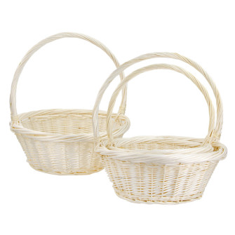 A set of round natural vine baskets of 3 pcs