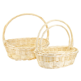 A set of 3 oval natural vine baskets