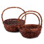 A set of round brown vine baskets of 3 pcs