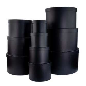 A set of round boxes of 10 pcs black