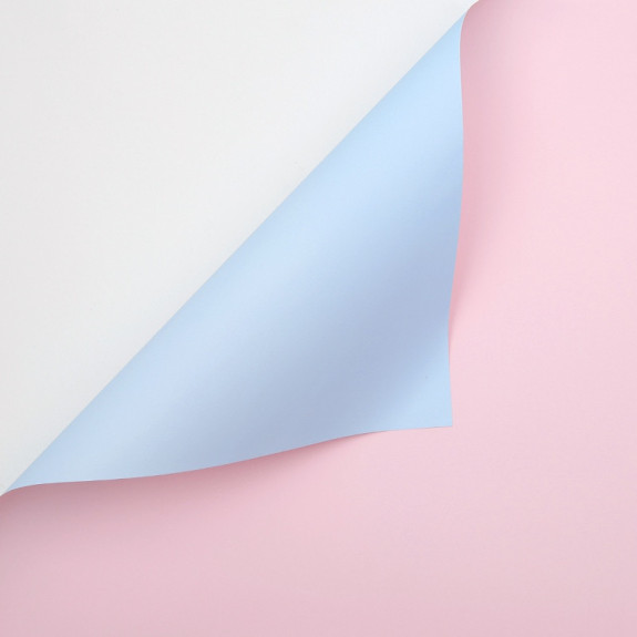 Плівка матова двостороння в рулоні 60см х 8ярд P.OY-135 Lt Blue + Lt Pink