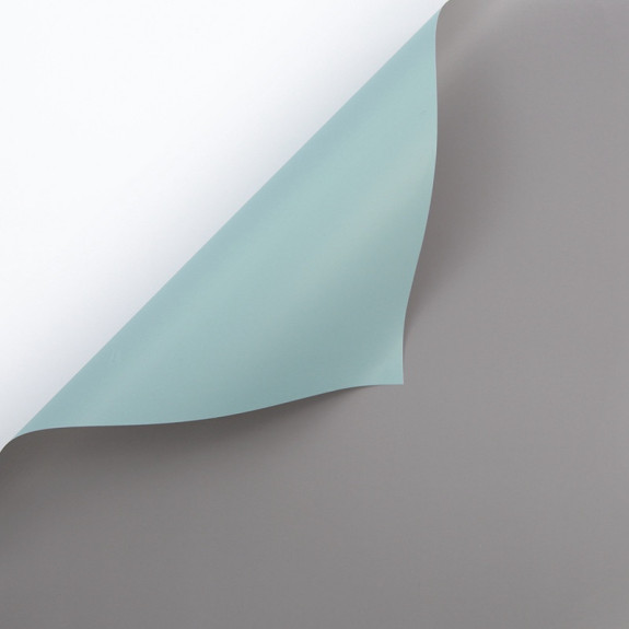 Плівка матова двостороння в рулоні 60см х 8ярд P.OY-133 Dusty Silver + Tiffany Blue