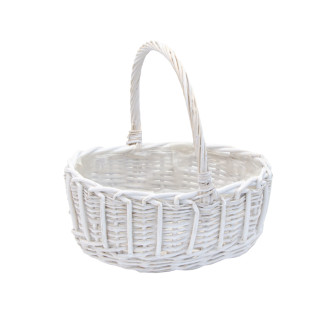 The basket is oval and white