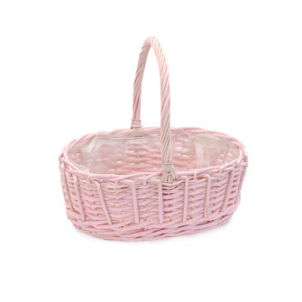 The basket is oval pink