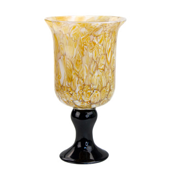 Glass vase-goblet on a leg "Vintage" Beige 18 x 33 cm