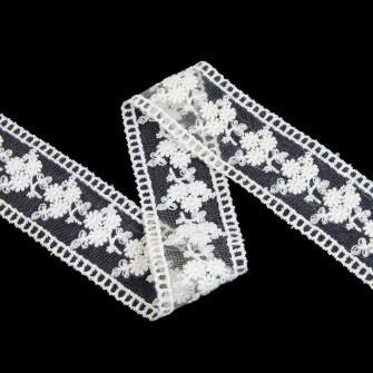 Lace ribbon 4 cm x 5 yards Beige