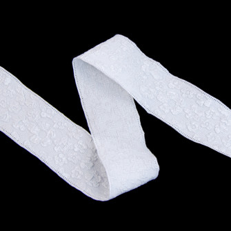 Textile ribbon "Flowers" 4 cm x 10 yards White