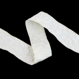 Textile ribbon "Flowers" 4 cm x 10 yards Ivory