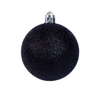 A set of Christmas tree plastic balls 6 cm black